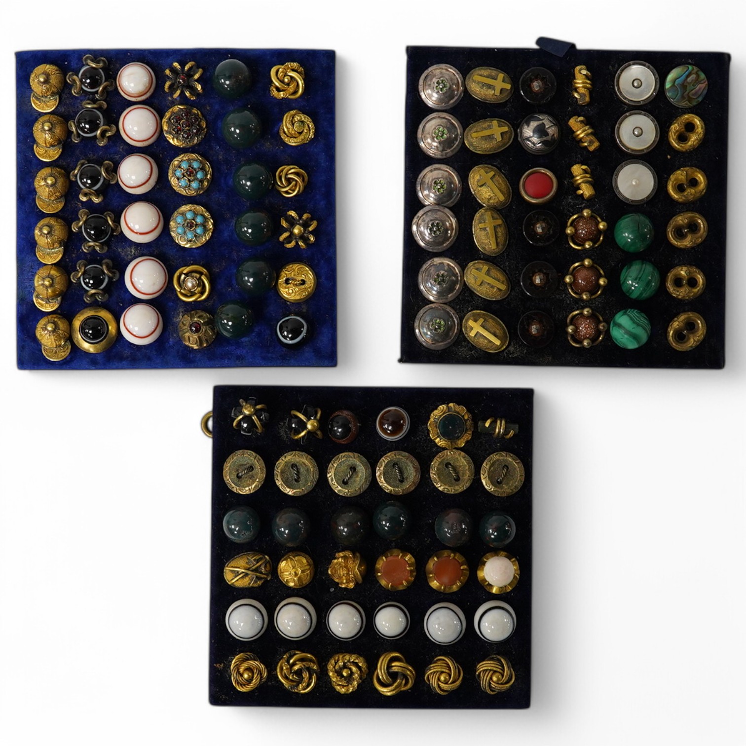 A good collection of assorted late Victorian/Edwardian buttons and dress studs;, Condition - good